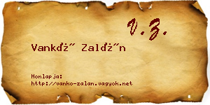 Vankó Zalán névjegykártya